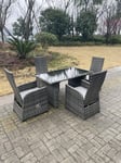 Outdoor PE Wicker Rattan Garden Furniture Reclining Chair And Table Dining Sets 4 Seater RectangularTable