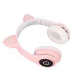 LXB39A casque Bluetooth oreille de chat mignon basse réglable casque Bluetooth sans fil Portable avec câble sonore pour enfants (rose)