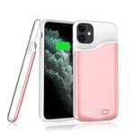 Battery Case for iPhone 11,JUBOTY 6000mAh Charging Case Protective Portable Rechargeable Battery Charger Case for iPhone 11(Rose Gold)