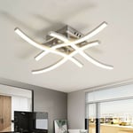 Hofuton Modern LED-taklampa, LED-ljuskrona med 4 vågiga lampor, 24W 2200Lm takbelysning för vardagsrum, badrum, hall, sovrum
