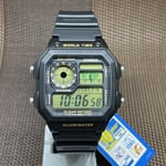 Casio AE-1200WH-1B 10 Year Battery Life World Time Digital Black Resin Watch