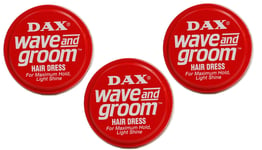 3 X Dax Wax Red Wave and Groom For Maximum hold, light shine 99g Tin