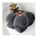 Teddy Bear Throws Blanket for King Size Bed Chair Sofa Super Soft Warm Cozy Fluffy Large Fleece, 200 x 240 cm, Charcoal