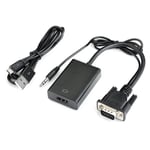 Convertisseur VGA vers HDMI, Adaptateur Audio HD 1080P Câble VGA HDMI Prise Jack 3.5mm Standard Audio Visuel pr Ordinateur portable