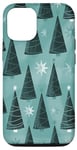 Coque pour iPhone 12/12 Pro Love Christmas Arbres de Noël Bleu Aquarelle Turquoise Noël