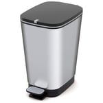 50L Waste Bin Metallized Silver Odour Free Pedal Easy Clean Kitchen Office Solid