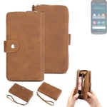 2in1 protection case for Doro 8050 wallet brown cover pouch