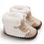 Winter Warm Baby Pu Leather Plush Infant Snow Boots Shoe Beige 12-18months