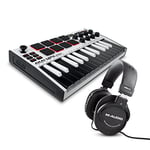 MIDI Controller Bundle - AKAI Professional MPK Mini White MK3 MIDI Keyboard with MPC Beats Production Software and M-Audio HDH40 Over Ear Headphones