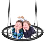 COSTWAY 40'' Nest Swing, Kids Web Swings with Length Adjustable Ropes, Net Hanging Seat for Indoor & Outdoor, 150kg Capacity
