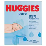 6 Pack Huggies Pure 99% Pure Water Baby Cleansing Wipes 56 x 6 = 336