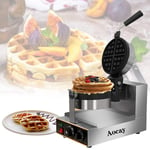 Aocay Rotating Waffle Makers Round 1300W, 220V Commercial Waffle Maker & Egg Cake Machine with Drip Tray for Restaurant or Bakery, Non-Stick Plates, Easy to Clean