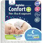 Babysom - Matelas Bébé Confort+ 60x120 cm | Circulation Parfaite de l'air : Respirant | Ultra Ventilé : Confort Optimal | Épaisseur 14 cm | Déhoussable | Oeko-Tex® | Fabrication française