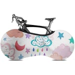 L.BAN Sweet-Heart Bicycle Wheel Cover, Protect Gear Tire - Hand Drawing Pattern with Clouds Stars Moons Raindrops On White in Kids Style
