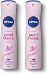 2x 150ml Nivea Pearl and Beauty 48h Anti-Perspirant Deodorant, Quick Dry