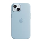 Apple iPhone 15 silikonikuori MagSafe, vaaleansininen