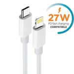 iPhone 27W Snabbladdning PD kabel för iPhone 11/12/13 / 14 Vit