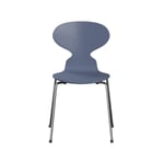 Fritz Hansen Myran 3101 stol dusk blue, målad ask, kromat stålstativ