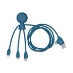 Xoopar - Mr Bio 1m Câble Multi USB 4 en 1 en Forme de Pieuvre - Chargeur Universel en Plastique Recyclé - Prise USB Universel USB-C, Lightning,Micro USB, USB pour Smartphone Universelle - Bleu