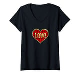 Womens Red Love Heart Shirt Valentines Day Tops Women Girls Teens V-Neck T-Shirt