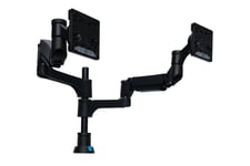 R-Go Double monitor arm Caparo monteringssæt - for 2 LCD displays - sølvmatteret