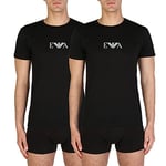 Emporio Armani Men's 2-pack T-shirt Essential Monogram T Shirt, Black (Nero), L UK