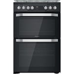 60cm Double Oven Dual Fuel Cooker with Assisted Cleaning - Black