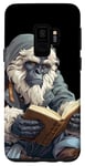 Galaxy S9 Cute anime blue bigfoot / yeti reading a library book art Case