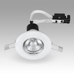 Pack of 6 - Gloss White Fixed Recessed Ceiling Spotlight Downlights - Complete with 6 x 5W GU10 Cool White LED Bulbs