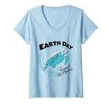 Womens Earth day Funny Turtle Respect The Ocean Save The Sea V-Neck T-Shirt