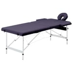 vidaXL Hopfällbar massagebänk 2 sektioner aluminium lila 110195