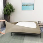 Alyvia Spring Housse en Maille de Jersey Extensible pour sommier tapissier, enveloppe Les 4 côtés, Cache-sommier pour hôtel et Maison, pour lit King/King Size californien/Olympic Queen Size, Taupe