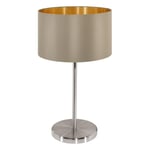 Table Lamp Colour Satin Nickel Steel Shade Taupe Gold Fabric Bulb E27 1x60W