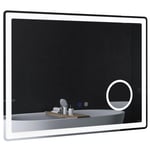 80x60cm Bathroom Mirror with Dimmable LED Lights 3X Magnifying Mirror