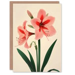 Amaryllis Flower Bloom Stylised Botanical Design Greeting Card Birthday Him Her