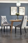 Set of 2 Tufted Velvet Dining Chairs with Wooden Legs