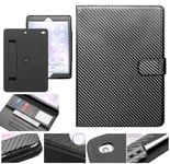 Gorilla Tech Designer Apple iPad Mini 3 wallet Smart Case Carbon Fibre Cover Front and Back Protection With Magnetic Auto Wake/Sleep Function - Card Slots and Storage Pockets - Microfiber Interior