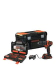 Black & Decker 18V Hammer Drill With Toolbox And Accessories Bcd700K104A-Gb