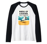 Birds of a Feather Flock Together - Cute Funny Beach Seagull Raglan Baseball Tee