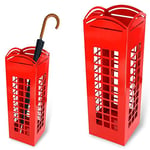 BAKAJI 2816638 Porte-parapluie carré en fer avec cabine téléphonique londonienne Rouge 49 x 15,5 cm
