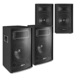 4x Vonyx 12" Inch 2-Way Bass Reflex DJ PA Party Speakers Disco Sound Setup 600W