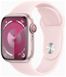 Apple Watch Series 9 GPS + Cellular vaaleanpunainen alumiinikuori 41mm Sport -ranneke - koko S/M MRHY3KS/A