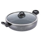 Tower Cerastone Forged 30cm Low Casserole with Glass Lid Graphite