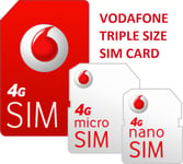 Vodafone Sim Card  UK Pay As You Go Standard, Micro & Nano Triple Size SIM Card