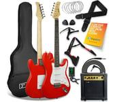 3Rd Avenue Full Size 4/4 Electric Guitar Bundle - Red, Red