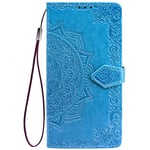 DOINK Mandala OnePlus Nord 2 Folio Case, Premium PU Leather Cover with Card & Cash Slots - Blue