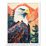 Majestic Bald Eagle Forest Mountain Landscape Graphic Artwork Art Print Framed Poster Wall Decor 12x16 inch