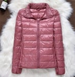 SDCVRE Down jacket,New Ultra light duck down jackets women Hooded winter coat Long Sleeve Warm Slim plus size jacket lady Clothing Autumn Parkas,Pink,L