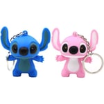 Vinyl 2 st Stitch Cartoon Modellering Nyckelring LED Ficklampa Nyckel R