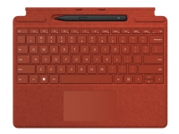 Microsoft Surface Pro Signature Keyboard - Tastatur - med styreplate, akselerometer, lagrings- og ladebakke for Surface Slim Pen 2 - valmuerød - med Slim Pen 2 - for Surface Pro 8